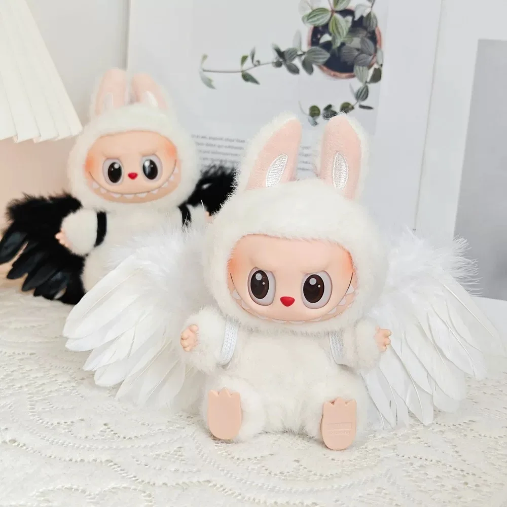 Bambole di peluche Labubu di moda V1 V2 V3 Giocattoli fai da te fatti a mano Accessori decorativi alla moda per bambole Labubu da 15/17 cm Ali di piume d'angelo