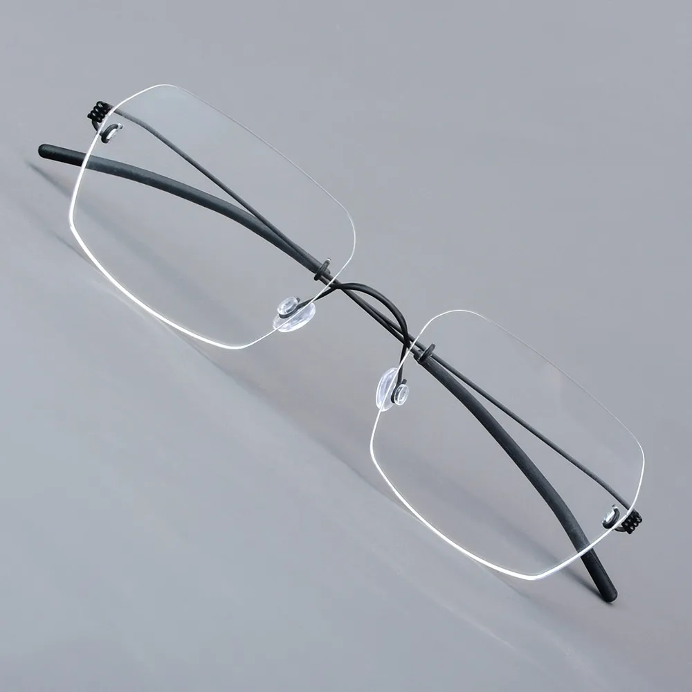 Denmark Rimless Prescription Glasses Frame Ultralight Screwless Men Business Square Optic Eyeglasses Male No Rim Spectacles 2539 image 4