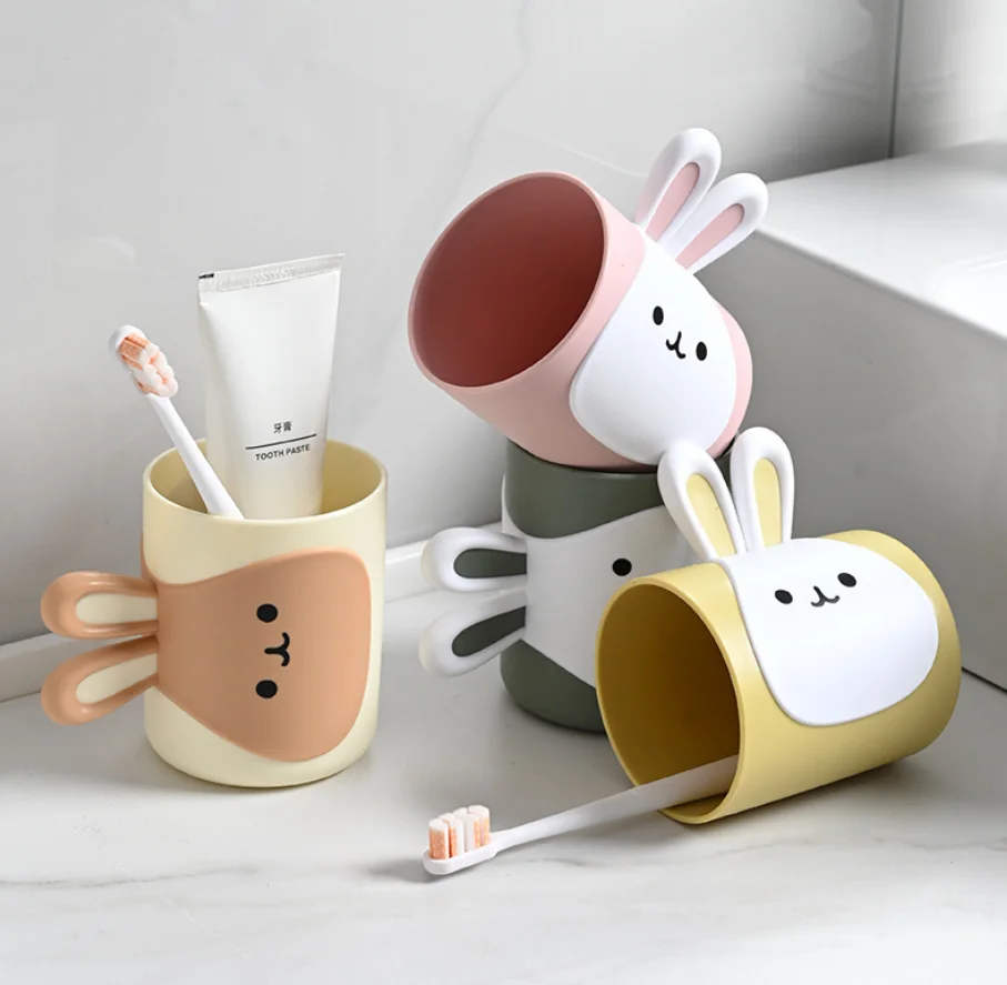 Children brush their teeth, drink water cup, cute cartoon rabbit, daily home, student dormitory, rinse mouth cup rinse mouth cu