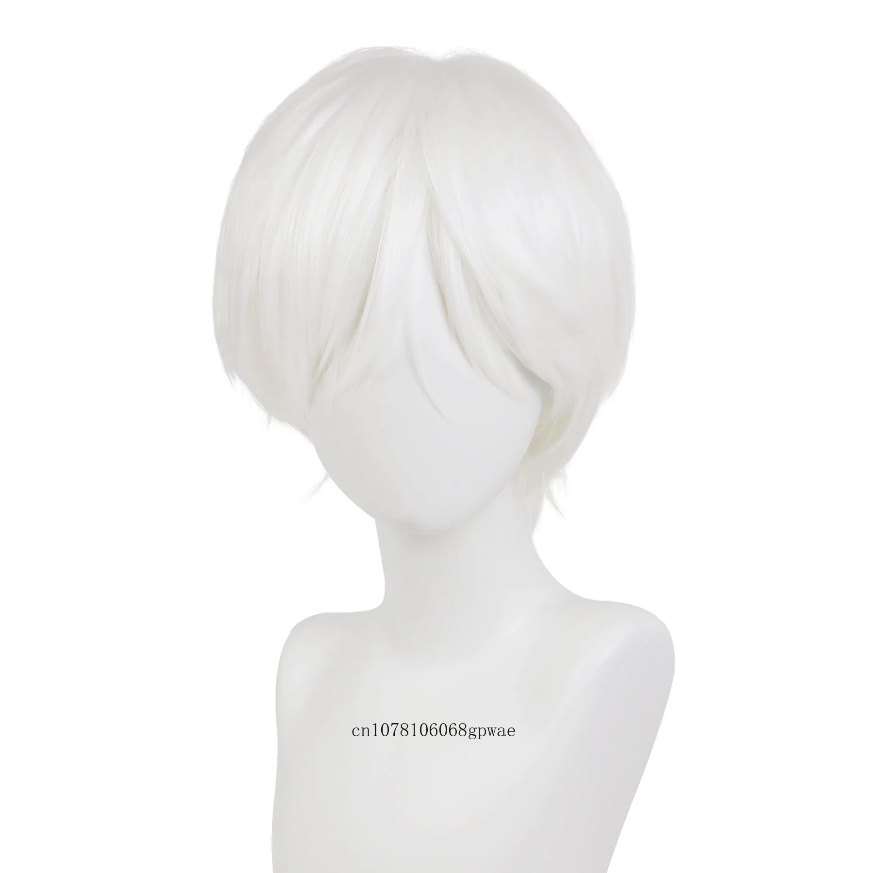 Parrucca cosplay Anime Ken Kaneki corta a strati appuntiti alla moda per capelli sintetici per uomo Ragazzi Parrucche per costumi di Halloween Maschile dall'aspetto naturale