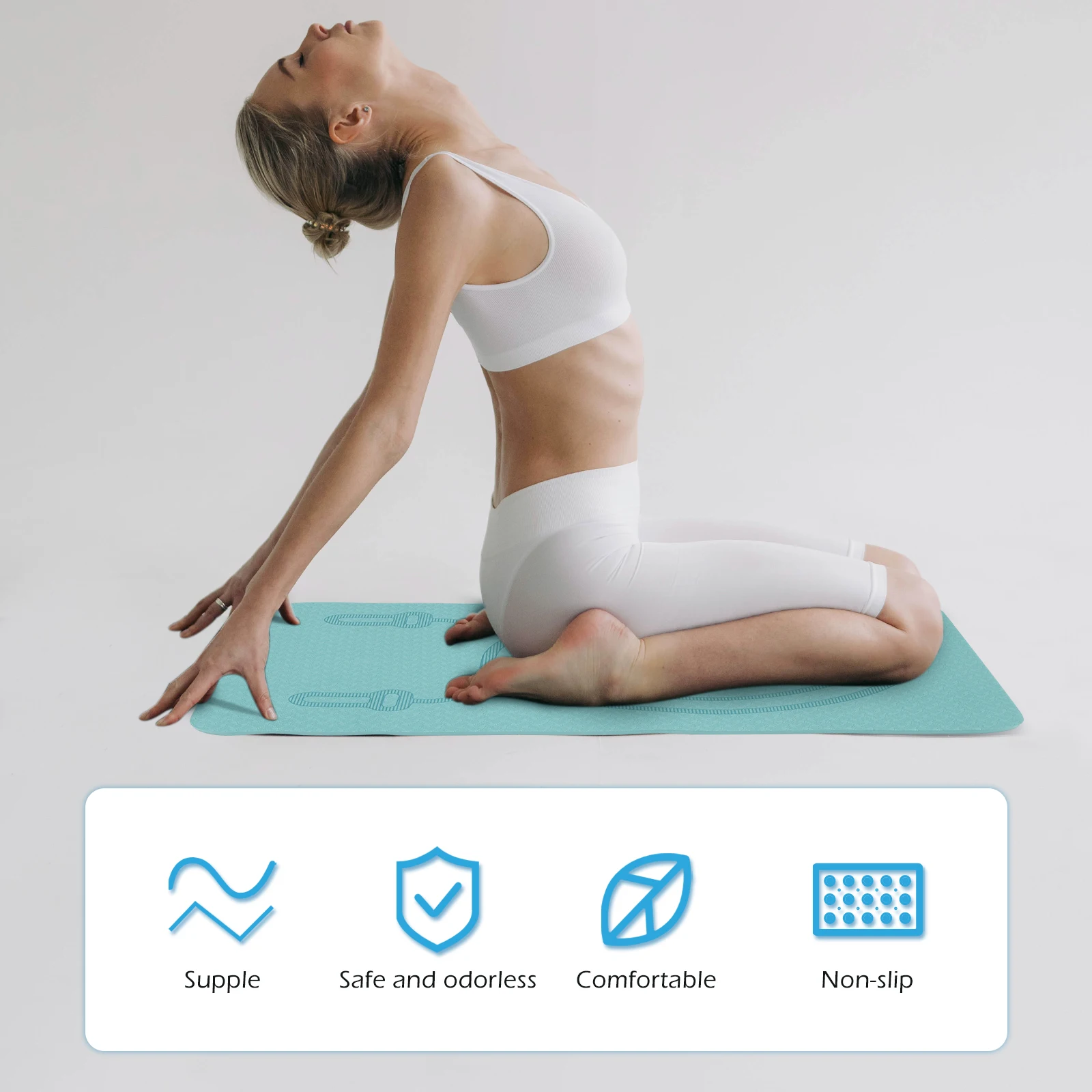 

1pc Extra Thick Non-Slip Skipping Premium Tpe Fitness Mat For Yoga Home Workout Multi-Function Portable Sports Rope Mat
