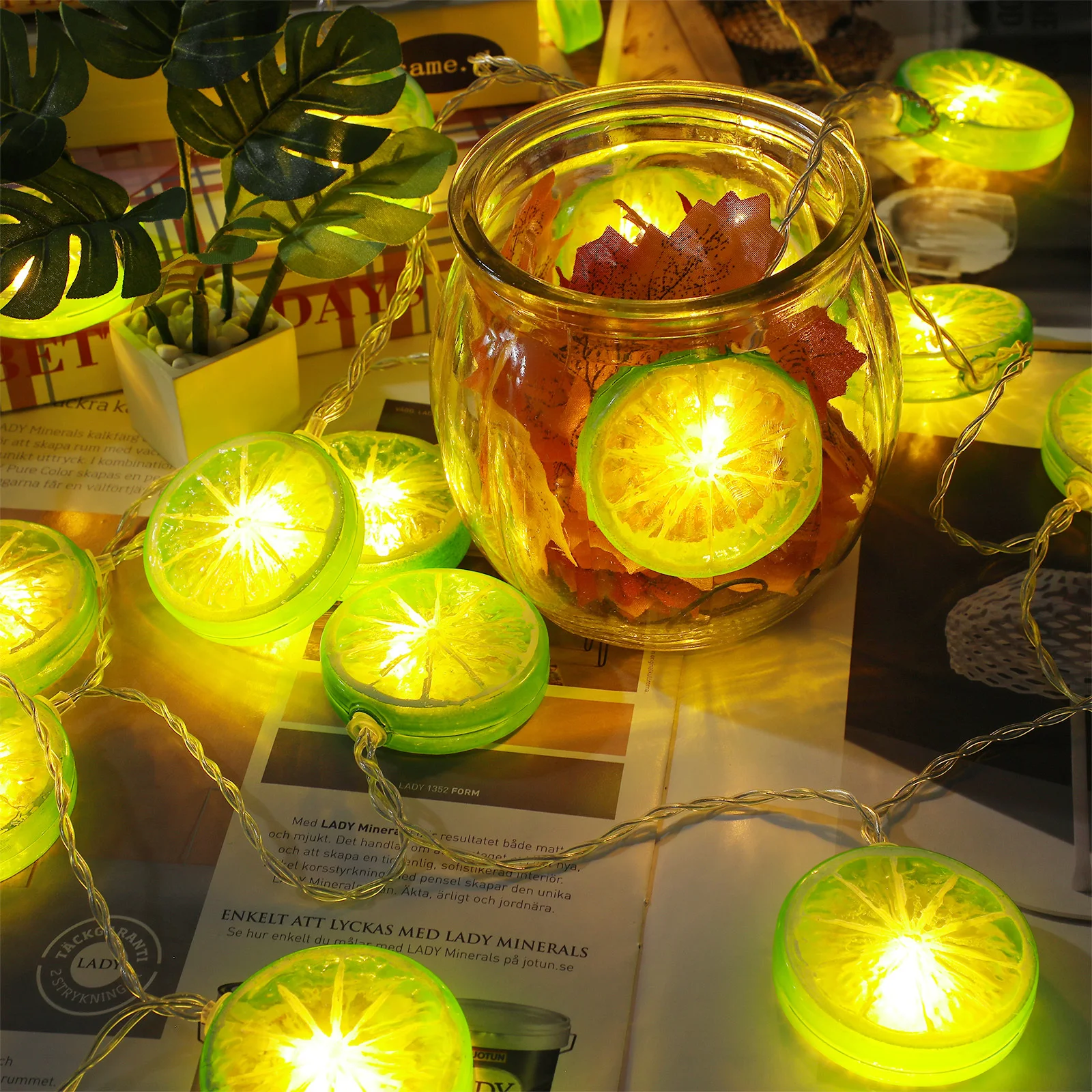 

20 LED Lime Slice String Lights Decorative Camping Balcony Party Christmas Easter Wedding Birthday Banquet Festive Lighting Safe