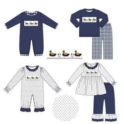 Boutique Children's Autumn Clothing Long Sleeve Long Pants Matching Set Thanksgiving Clothing Prayer Elements Boys Girls Milk Si