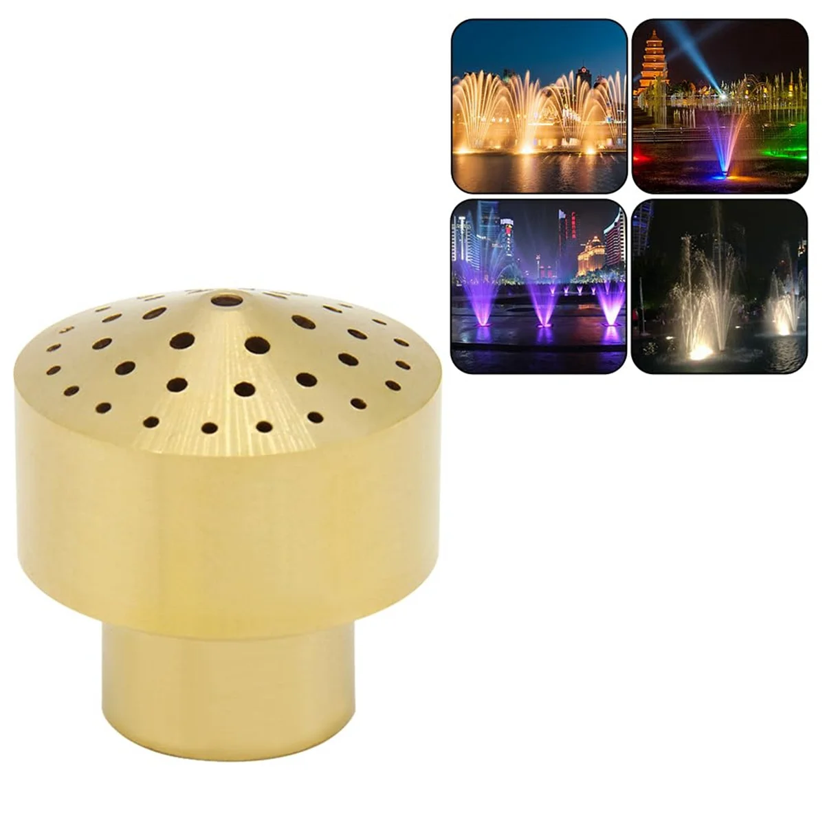 Brass Fountain Nozzle 1/2Inch DN15 Pond Column Water Sprinkle Head for Garden Pond Amusement Park