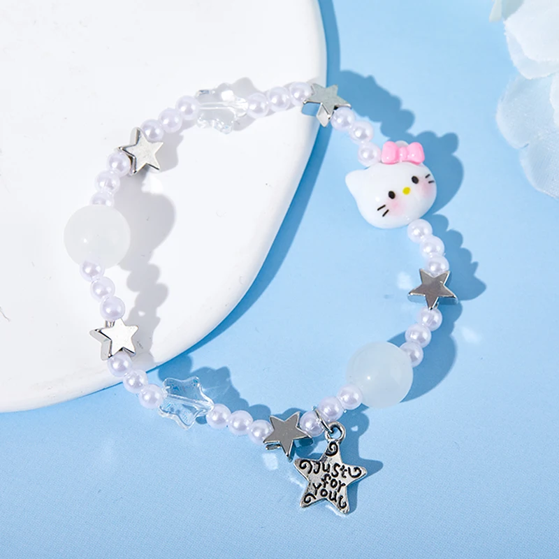 Sanrio Anime Hello Kitty Bead Bracelet My Melody Kawaii Cartoon Charm Bracelet For Women Girls Jewelry Accessories Birthday Gift