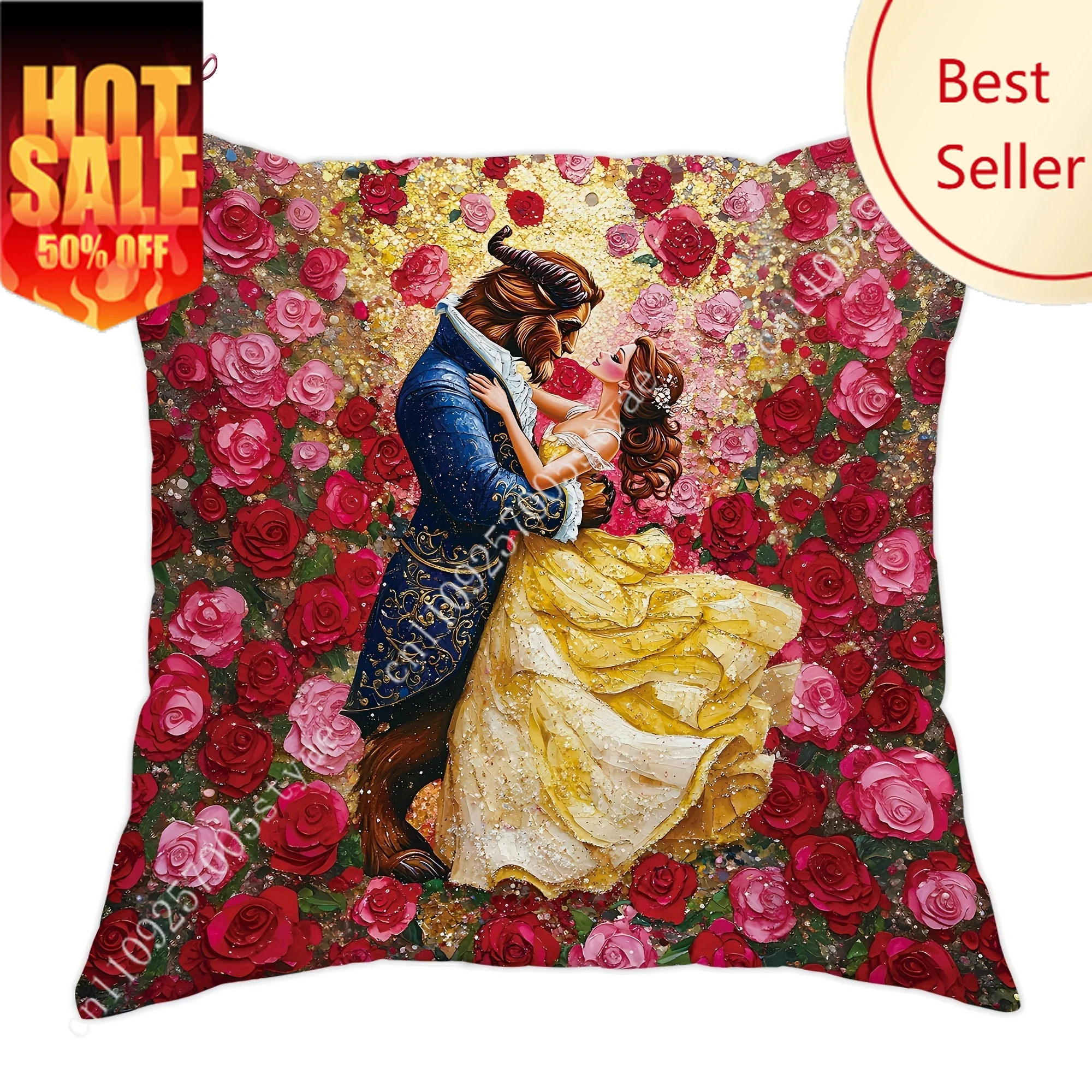 

Beauty and The Beast Pillowcase Disney Cartoon Pillow Case Soft Sofa Decoration Child Party Boy Girl Gifts Custom Pillow Cover