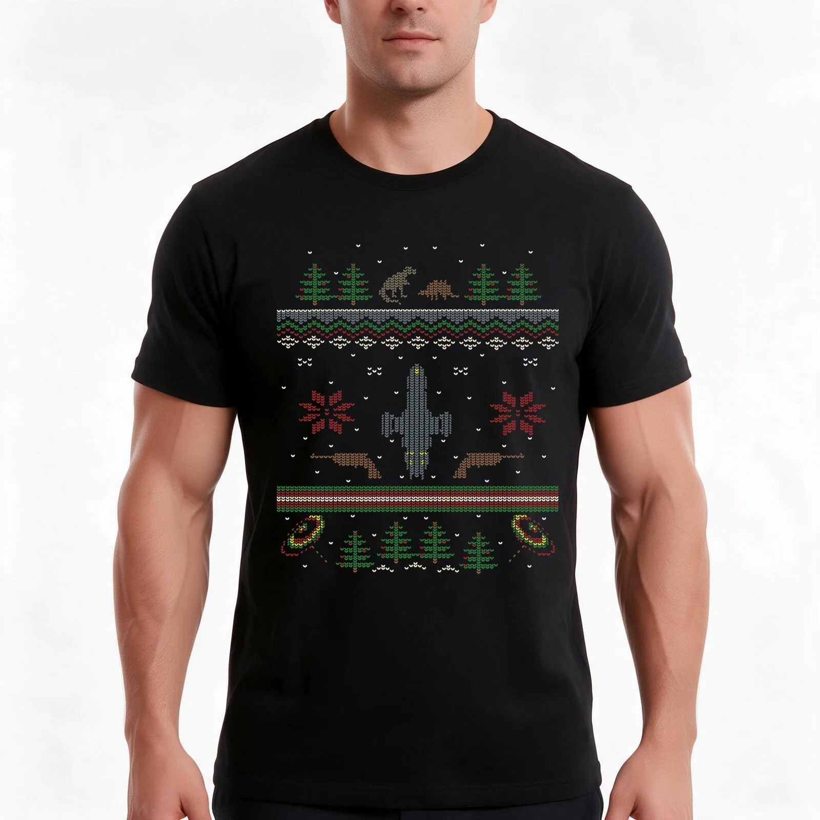 Ugly Firefly Christmas Sweater T-Shirt, Summer Casual Cotton Tee, Oversized Streetwear Tops, Vintage Graphic Print, 100% Cotton