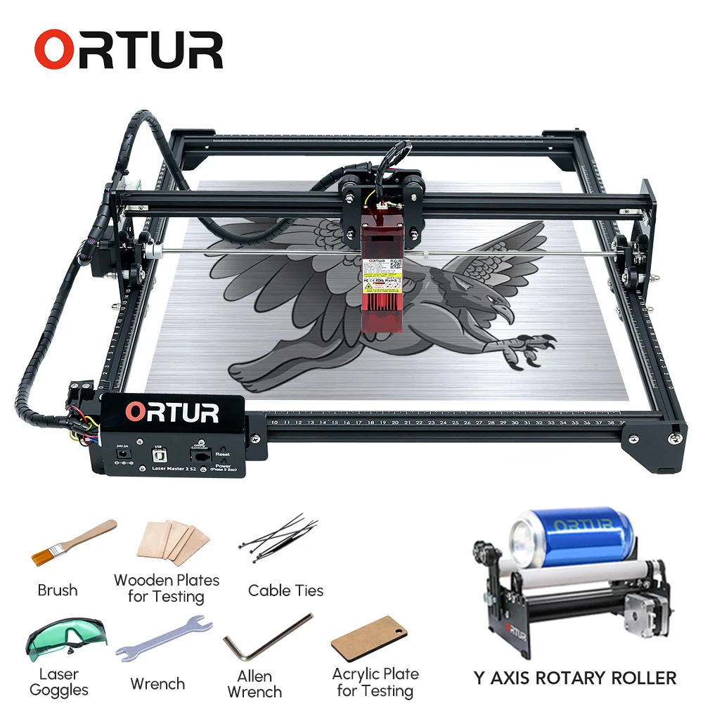 Ortur-grabador láser Master 2 S2, máquina de corte, rodillo giratorio, bricolaje, mesa, CNC, Metal, cuero, carpintería