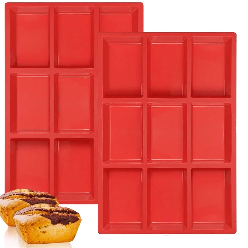 Silicone Mini Loaf Pans, Non-Stick Mini Bread Pans, 9 Cavities Silicone Bread Baking Mold, Perfect for Mini Loaf, Cake, Bread a