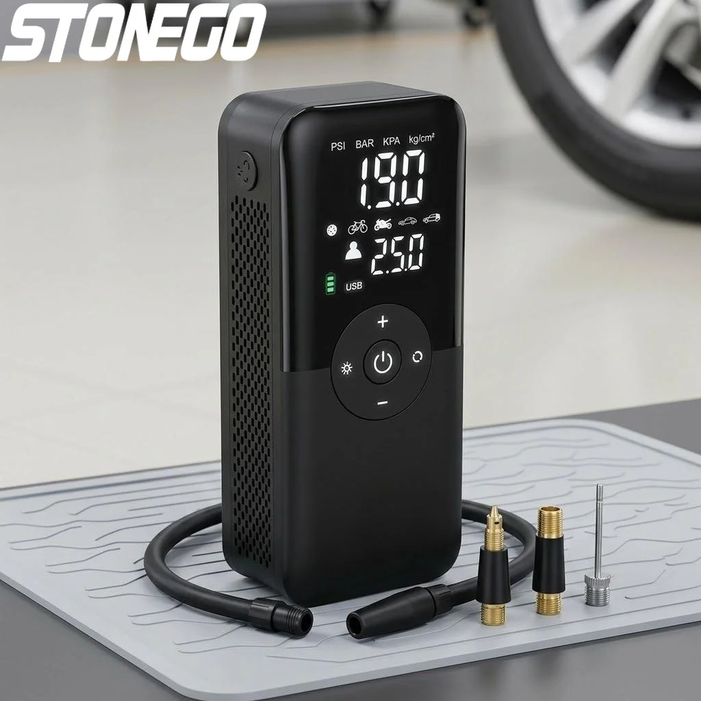

Rechargeable Digital Air Pump Tire Inflator for Car Motorcycle Bicycle Balls Portable Cordless Compressor
