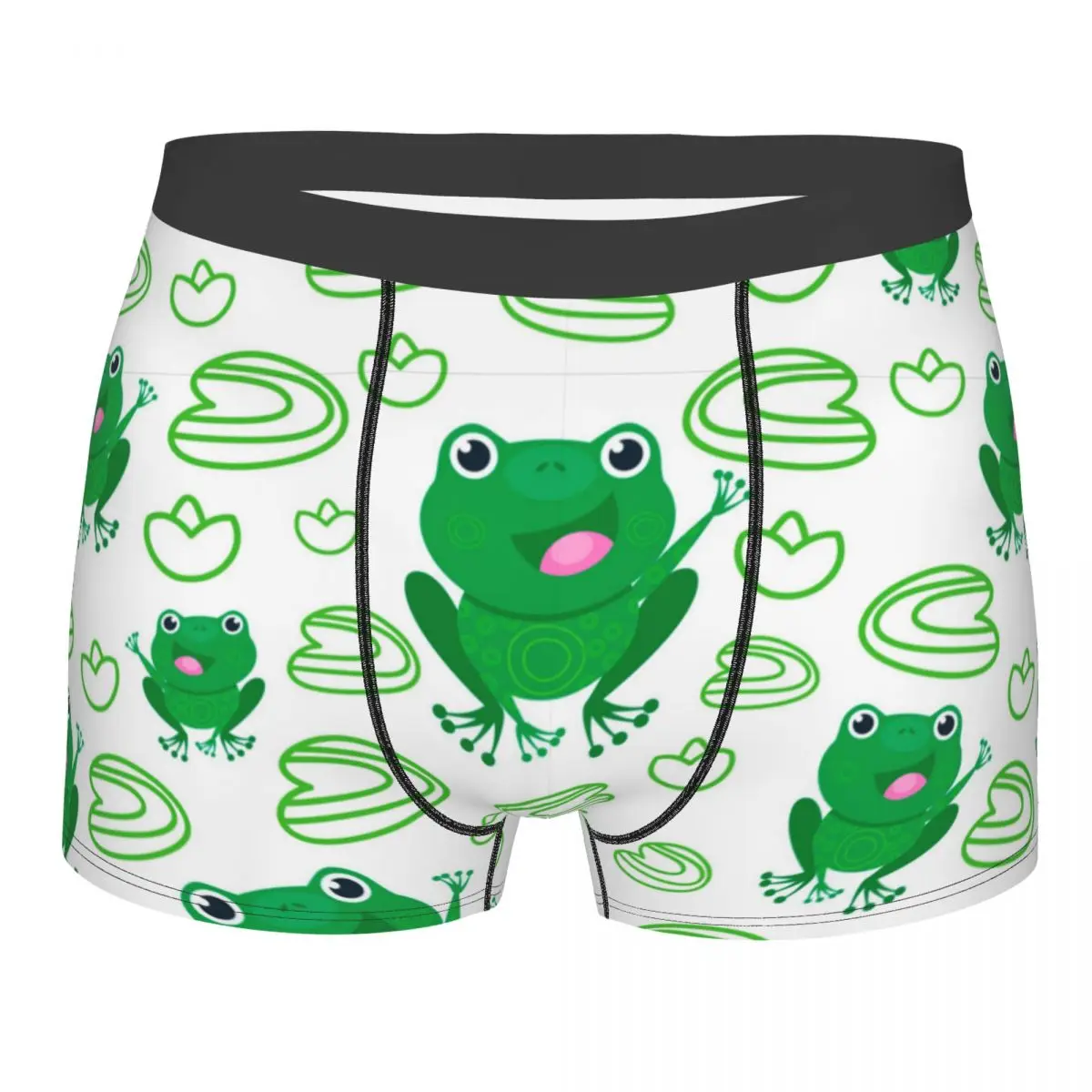 Men\'s Cute Frog Animal Underwear Frogs Cartoon Funny Boxer Shorts Panties Male Mid Waist Underpants Plus Size