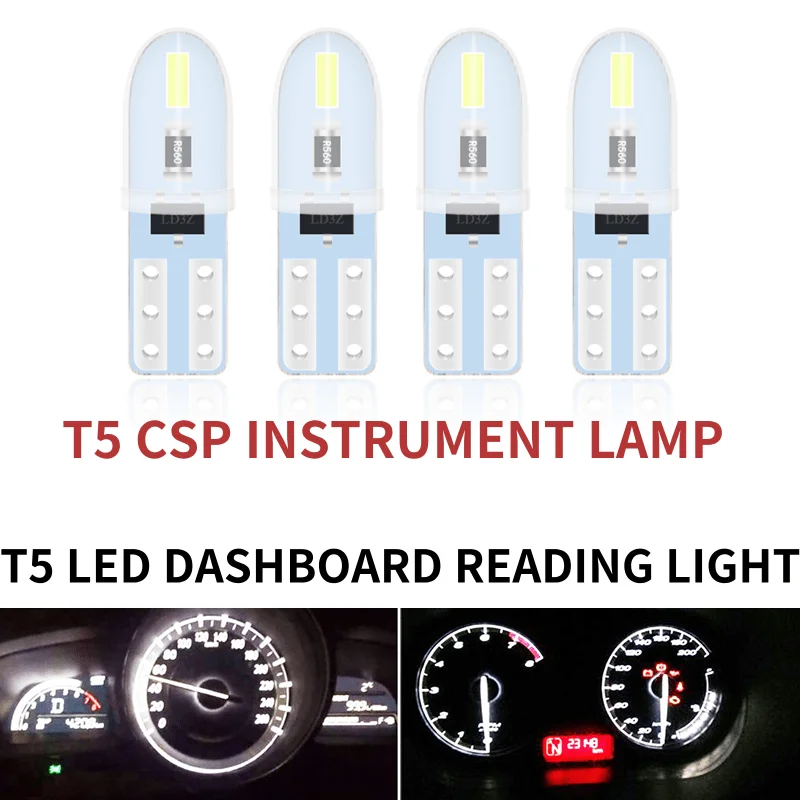 

10 шт. ламп T5 W3W W1.2W 2 SMD 3014 для освещения салона автомобиля, приборной панели, дверей, номерного знака, индикаторные клиновидные лампы