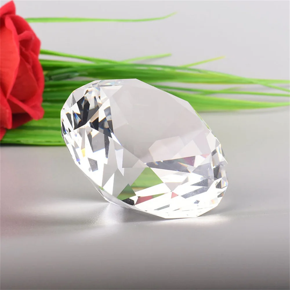 30mm Clear Crystal Diamond Shape Paperweight Gem Office Desktop Display Wedding Birthday Christmas Gift Ornament