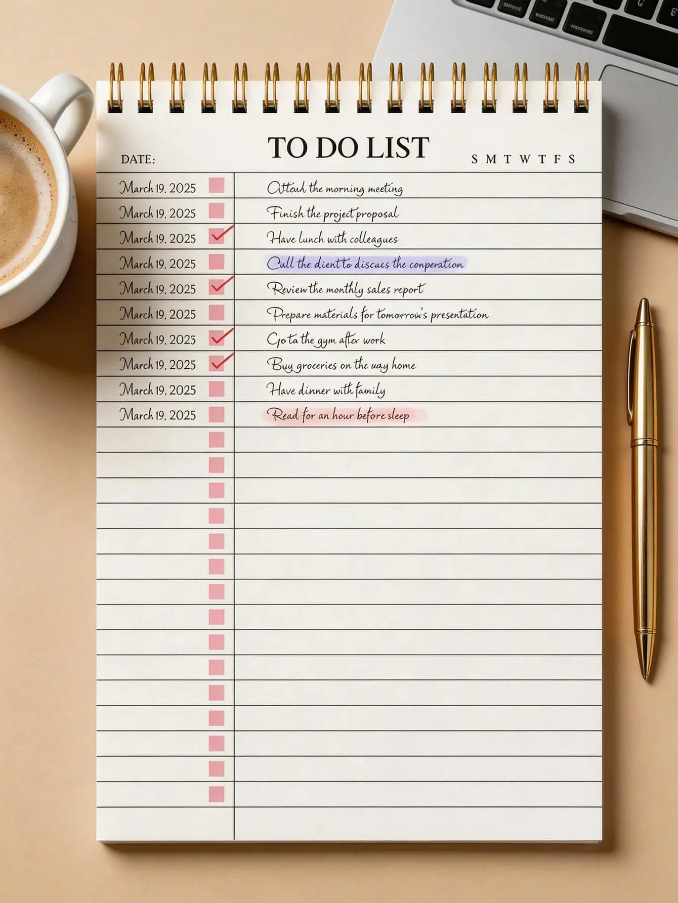 

Undated To Do List Notepad – Spiral Daily Planner & Checklist to Boost Productivity