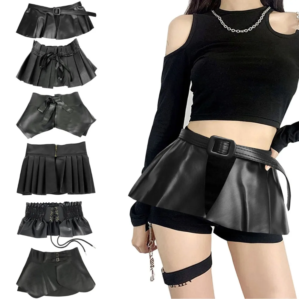 Mode Retro Rüschen Unregelmäßigen Gürtel Vielseitig Einstellbare Punk Breiten Gürtel Kurzen Rock Design Pu Leder Kleid Bund