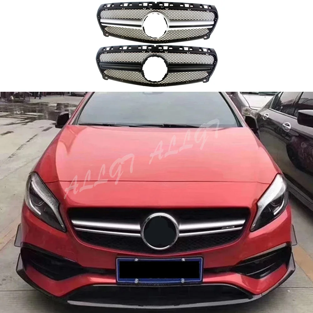 Car Front Grille  Fit for Mercedes Benz A-Class W176 2013 2014 2015 Silver and Black