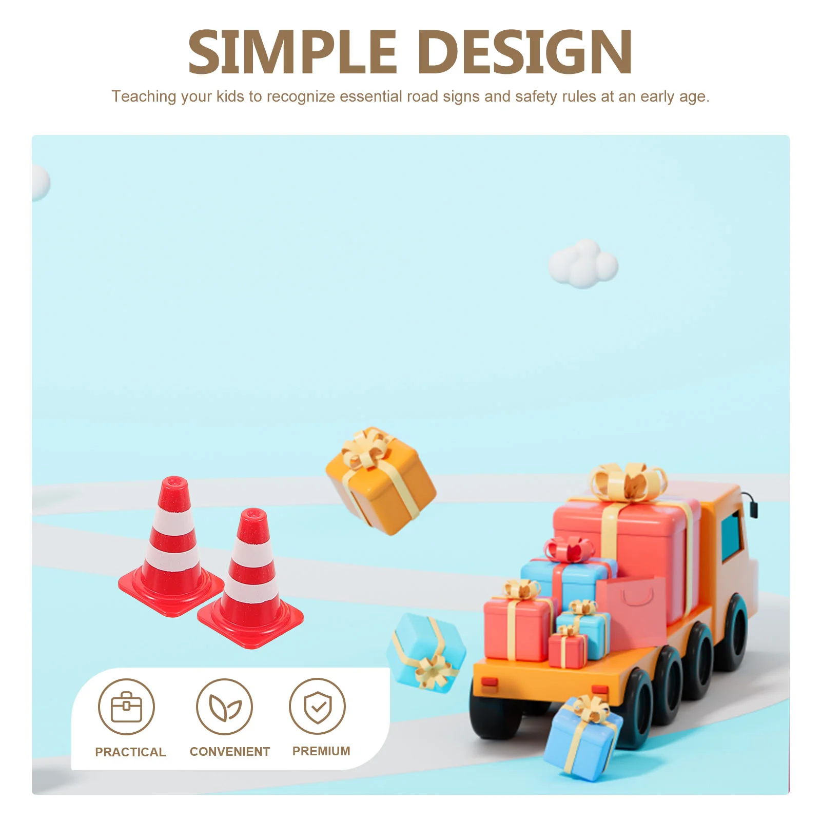 English title: Play Traffic Signs Construction Street Sign Playset Traffic Mini Signal Model Traffic Cone Crosswalk