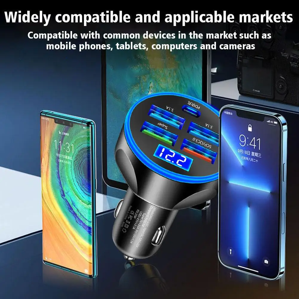 Auto nabíječka typ C PD 250W 4 levý bok lodi USB postit se nabíjení adaptér auto telefon typ C adaptér pro iPhone 