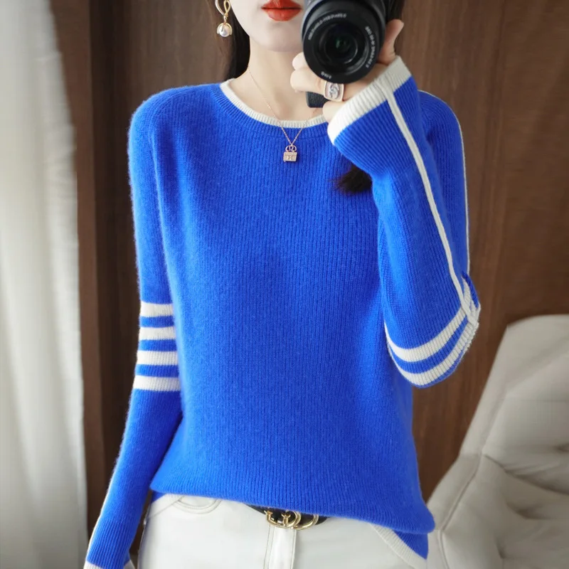

Sport Style Pulls Woman Clothing Knitwear Round Neck Long Sleeve Tops Spring Autumn Women's Sweater Knit Jumper Female Clothes