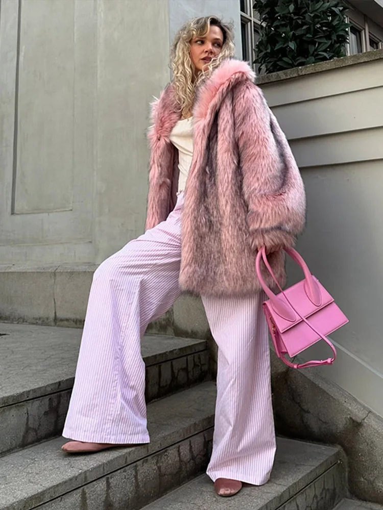 Women's Faux Fur One-piece Coat Winter Fluffy Faux Fur Coat Warm Cardigan Top Wholesale Women Jacket Coat Women Denim Jacket