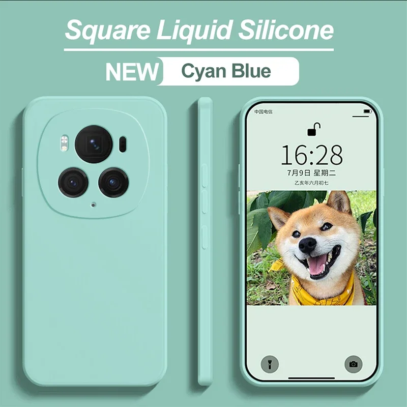 Luxury Square Liquid Silicone Phone Case Cover For Honor Magic6 Magic 6 Pro 6Pro Magic6Pro 5G Soft Candy Color Back Cover