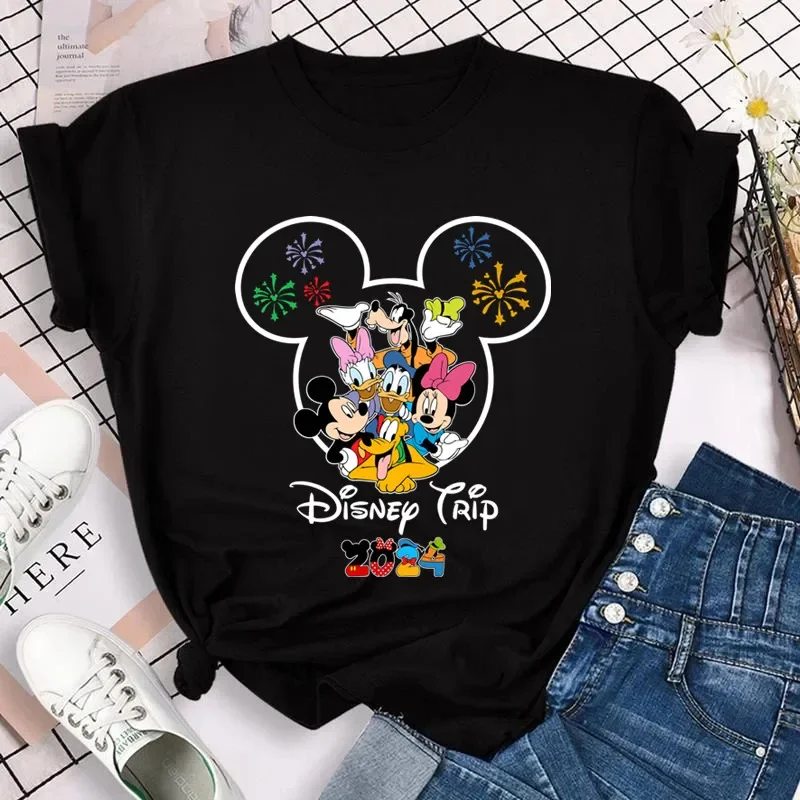 Oversized T Shirt Print Kawaii Trip Printed Women\'s T-shirt Micky Mouse Vacation Top Women Female Clothing Grunge Tops