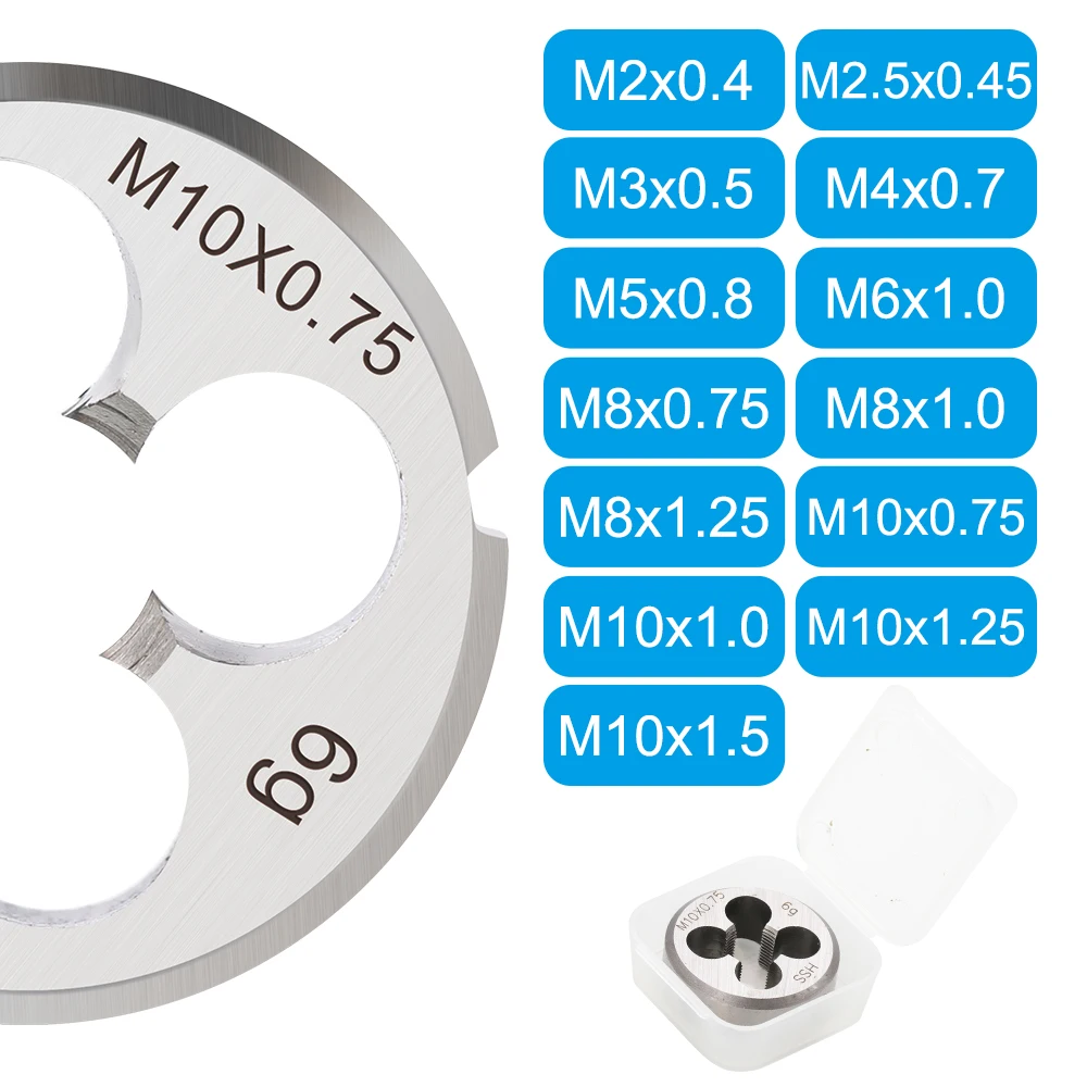 XUCHUAN Gewindeschnur DIN 22568 HSS Schnellarbeitsstahl Metrische Matrize Rechtshändermatrize M2 M2,5 M3 M4 M6 M8 M10 Metallbearbeitungs-Gewindeschneidwerkzeuge – Detail 6