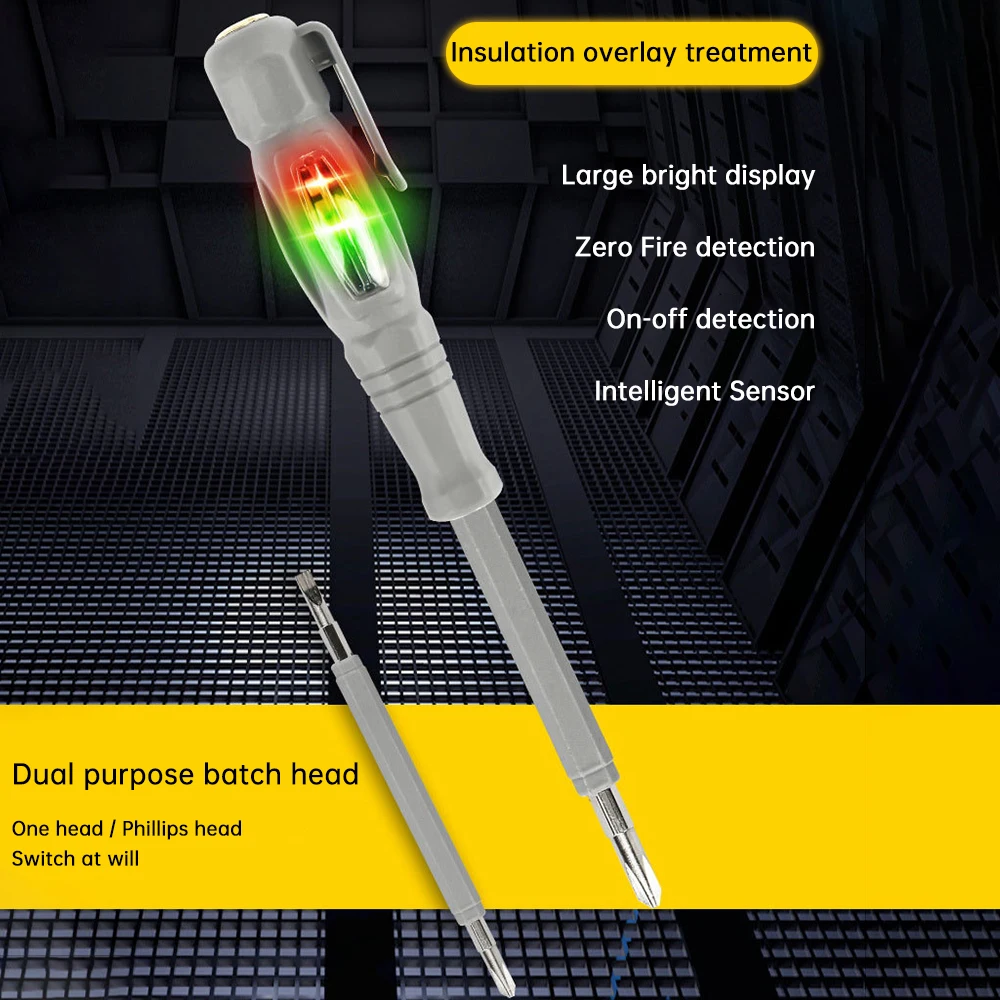 AC24-250V Dual Head Voltage Tester Pen Non-contact Induction Test Pencil Voltmeter Detector Electrical Screwdriver Indicator