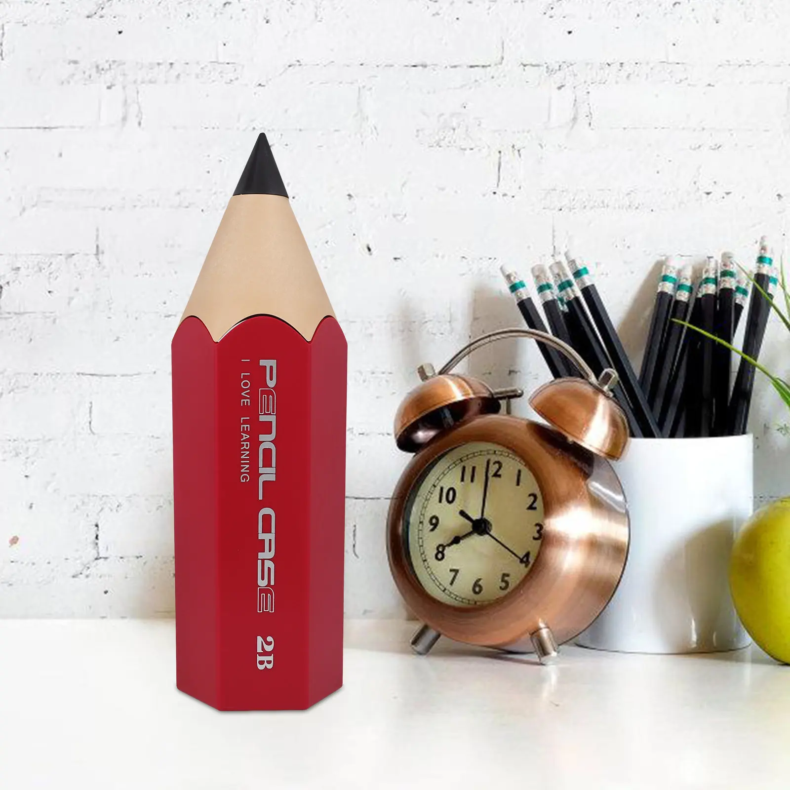 

Creative Pencil Shape Pen Holder with Lid Pencil Container for Desk Makeup Brush Organizer Office Supplies Stationery Holder