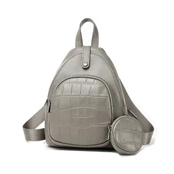 Crocodile Pattern Genuine Leather Backpack Women Classic Woman's Real Cow Leather Backpacks Retro Ladies Double Shoulder Bag