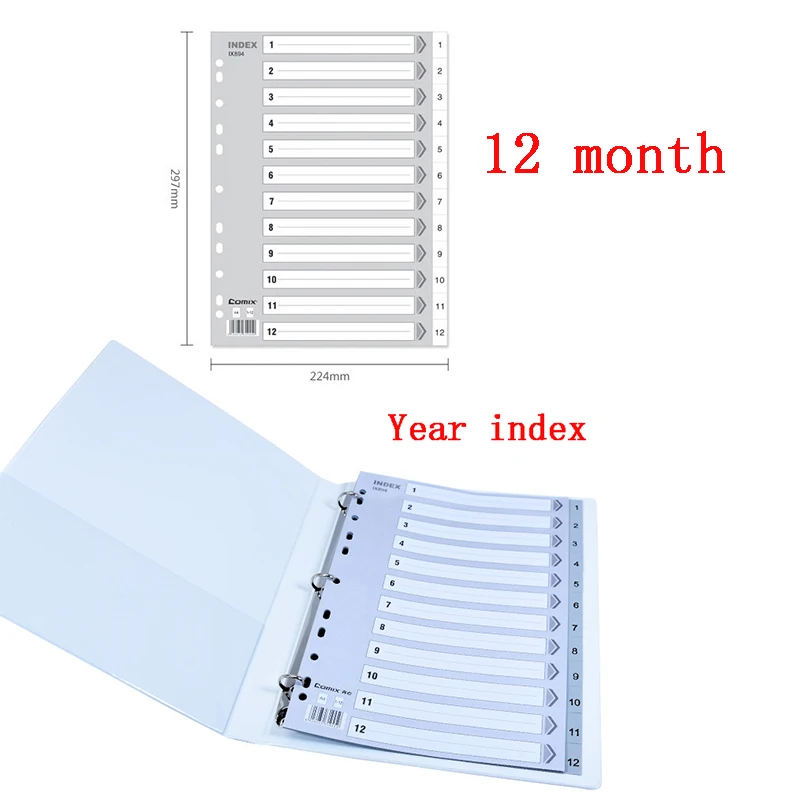 2/5 Packs  5/ 10/12/31 Sheets A-Z Letter Dividers, A4 11 Rings Monthly Daily Notebook Index