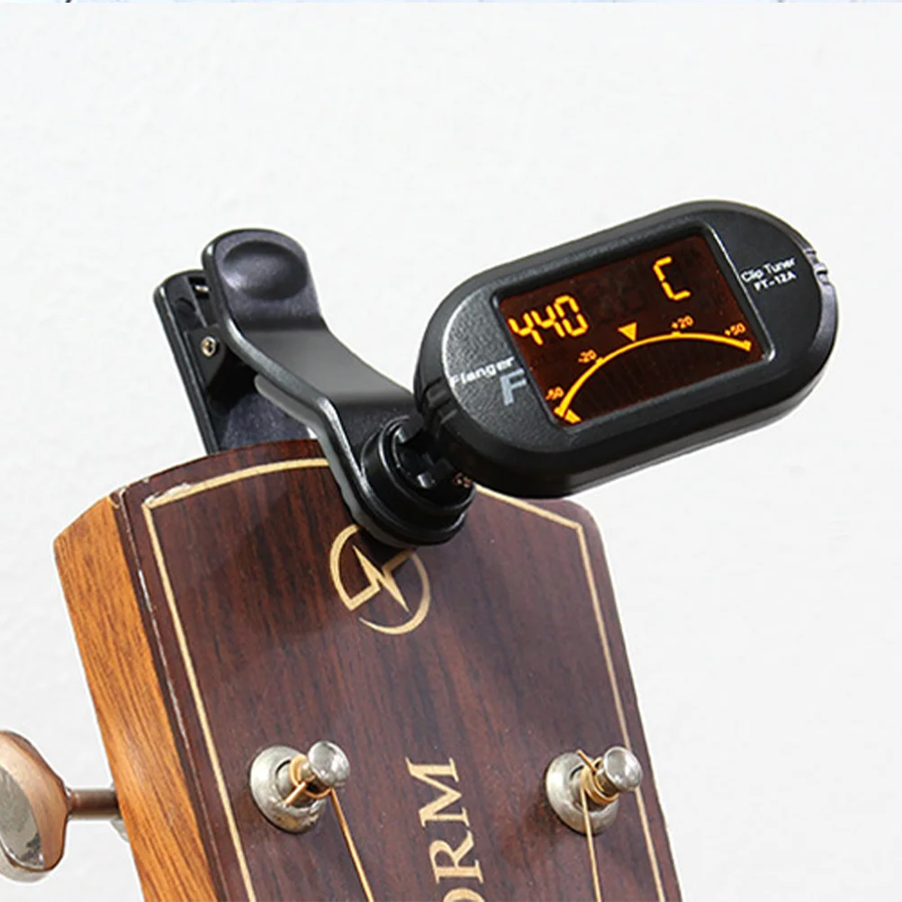 Afinador de guitarra con pantalla LCD con Clip, color negro, Universal, uso múltiple para ukelele, violín, bajo, sintonizador electrónico de temperamento igual