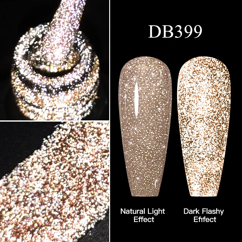 Reflective Glitter Gel Nail Polish Champagne Silver Pink Holographic Laser Semi-permanent Varnishes Soak Off UV LED Nail Gel