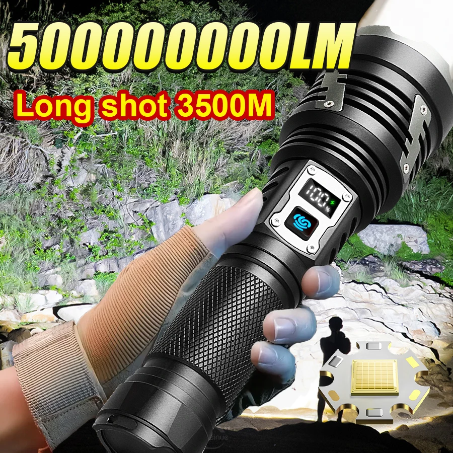 

Новый улучшенный, самый мощный фонарь 500000000LM, тактический фонарь, перезаряжаемый, ультраяркий, для рыбалки и работы.