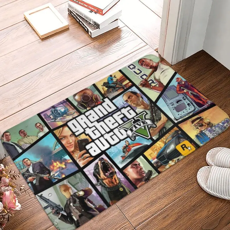 Personalizado jogo de aventura grande roubo auto capacho anti-deslizamento entrada banho cozinha piso porta tapete gta jardim tapete