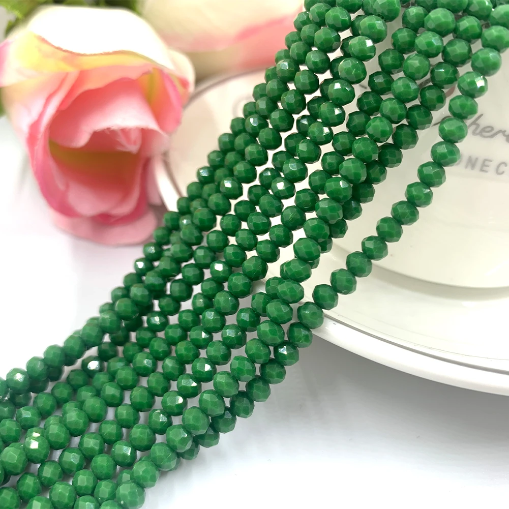 2/3/4mm Faceted Oval Shape Malachite Green Crystal Porcelain Jade Beads Spacer Beads for DIY  Jewelry Making Accessories 15