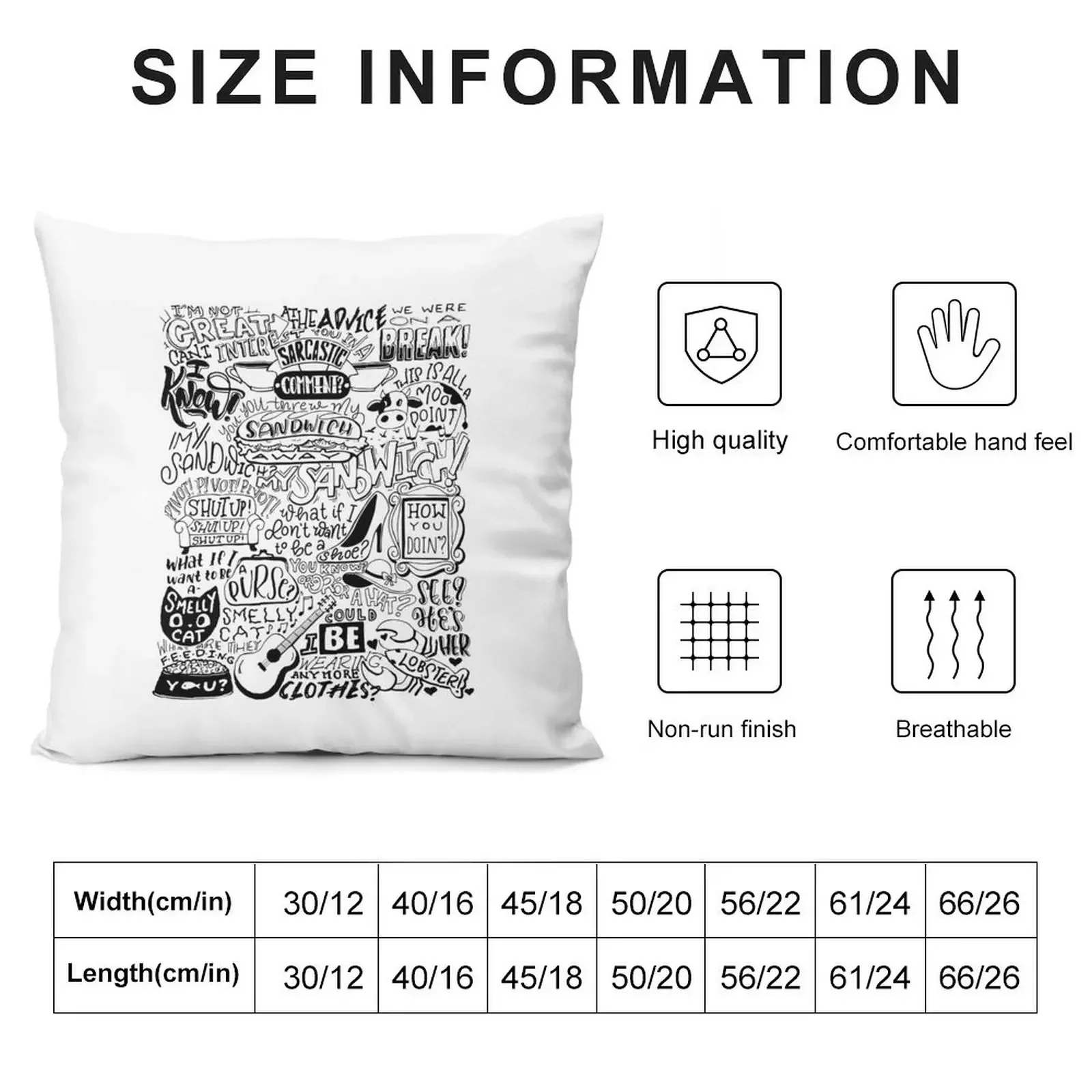 Friends Quote Compilation Throw Pillow Pillows Aesthetic Sofa Cover pillow