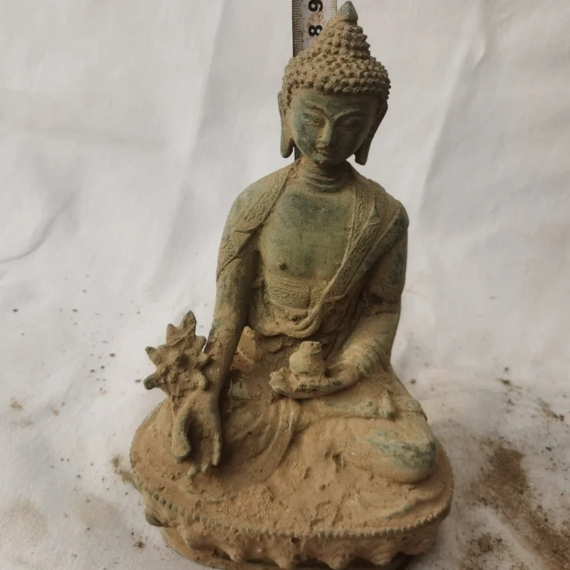 

Antique Bronze Artifact Collection with Patina, Vintage Decorative Piece for Home Decor, Medicine Buddha
