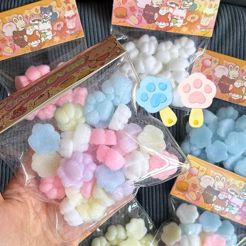 10/20/30pcs Mini Flocking Soft Kitty Paw Stress Relief Decompression Toy Pinching Squeeze Cat Paw New Fidget Toy Gift