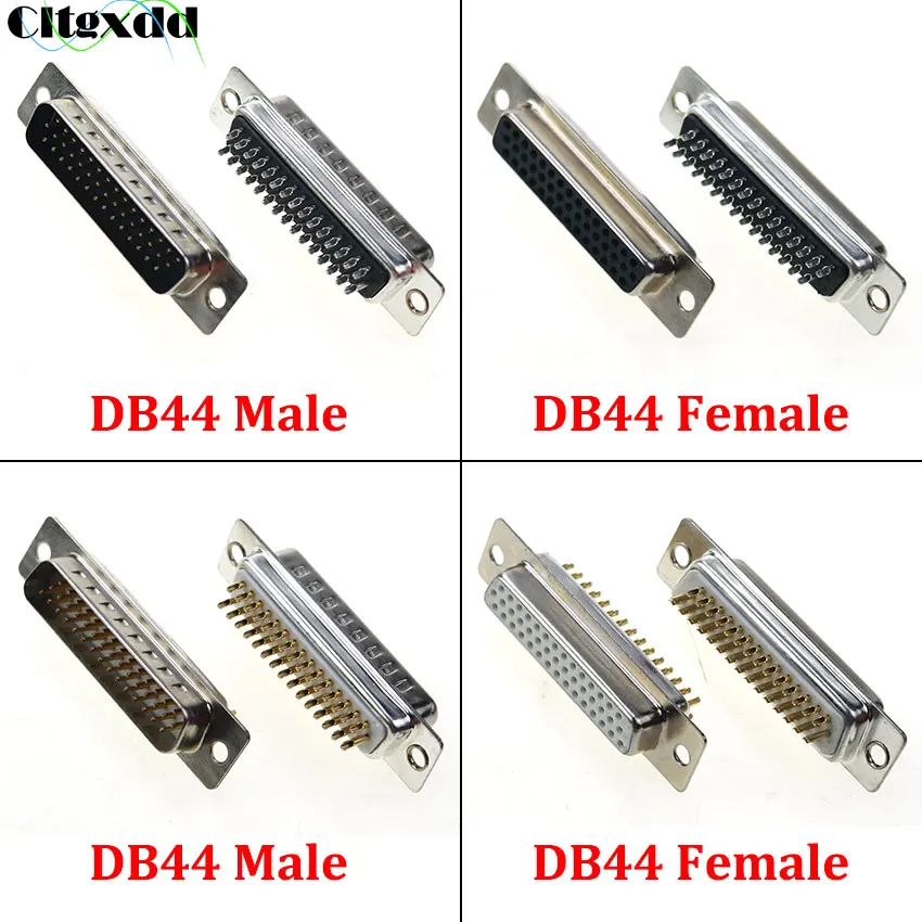 Cltgxdd DB44 Male Female Socket Connector 3 Rows 44 Pin Serial Port Welding Plug D-SUB 44 Adapters & Grey Black Plastic Shell