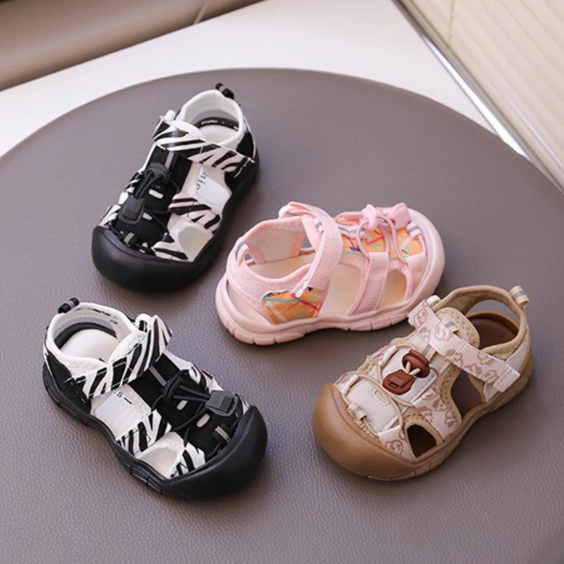 

New Sandals Fashion Summer Versatile Girl Shoes Mesh Breathable Non Slip Kid Sandals Soft Comfort Simple Retro Boy Shoe Сандали