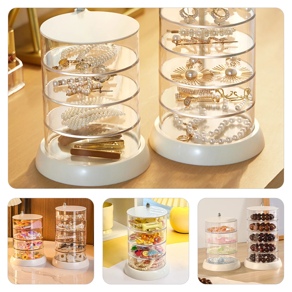 

Multi layer Jewelry Storage Display Rack Clear Rotatable Desktop Case for Earrings Necklaces Watches Hair Clips Large Capacity