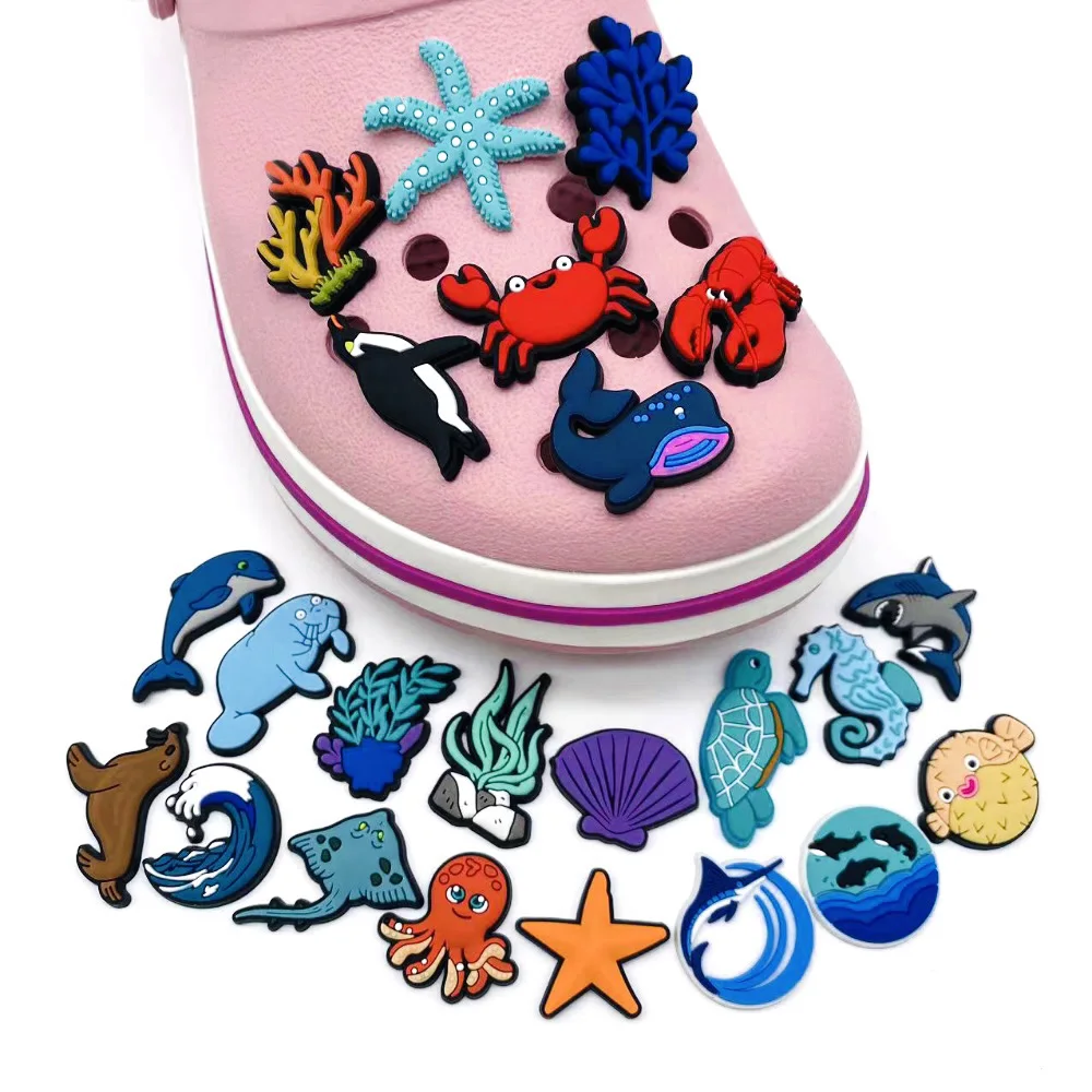 Sea Seal Whale Shell Seaweed Animal Shoe Charms for Clogs Sandals Decoration Shoe Accessories Charms for Friends Gifts