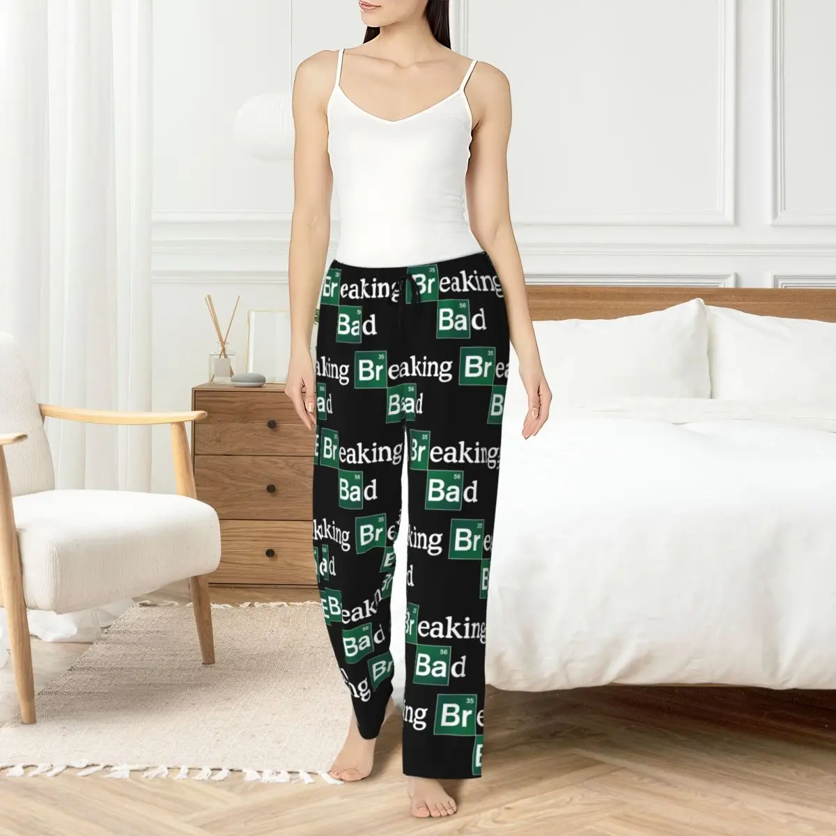 Custom Breaking Bad Pajama Pants Women TV Show Sleepwear Lounge Sleep Bottoms Stretch with Pockets