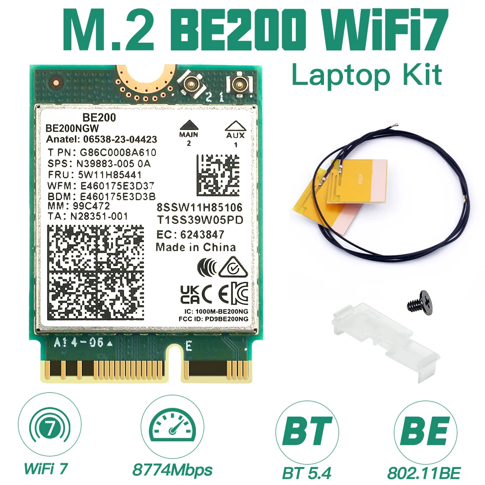 WiFi 7 für BE200 Drahtlose Netzwerkkarte Bluetooth 5.4 WiFi BE200NGW NGFF Adapter 802.11AX 2,4G/5G/6GHz für Win10/11 PC – Detail 3