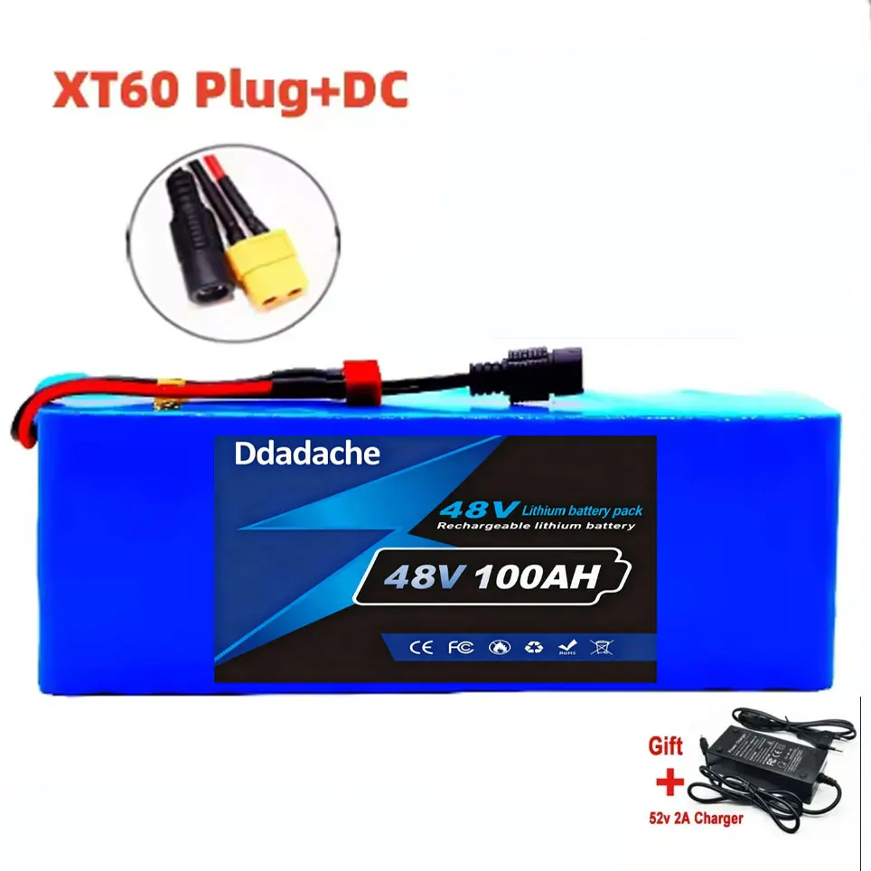 48V 100Ah Lithium-ion 13S3P Batterijpakket 100000mAh met 250W 350W 500W 750W 1000W BMS voor 54.6V E-bike Elektrische Fiets Scooter