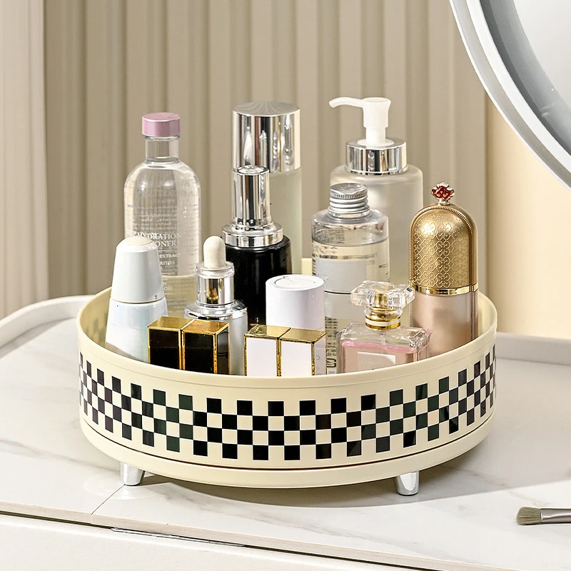 Makeup Storage Box 360 Rotating Cosmetic Desktop Organizer Kitchen Spice Rack Storage Container Fruit Plate Turntable Tray