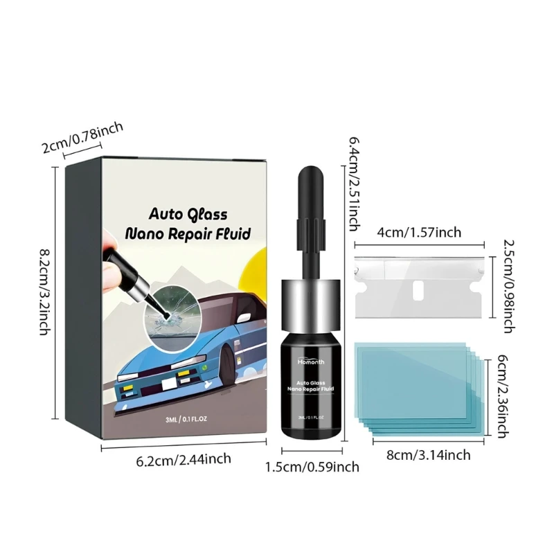자동차 유리 균열 수리 스크래치 제거제 자동 유리 나노 수리 유체 30ml