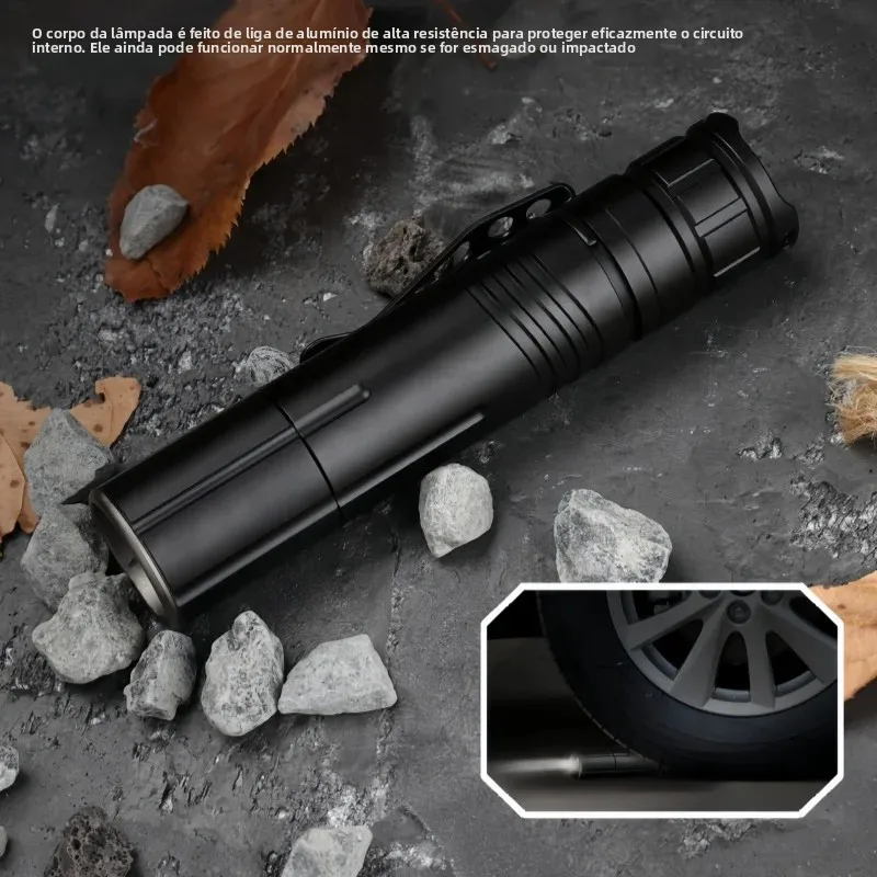 JIASHUAIXIN Novo XHP50 Zoom Tipo-C Carregamento Compacto e Leve Caneta Clipe Luz Forte M09 Lanterna Tática