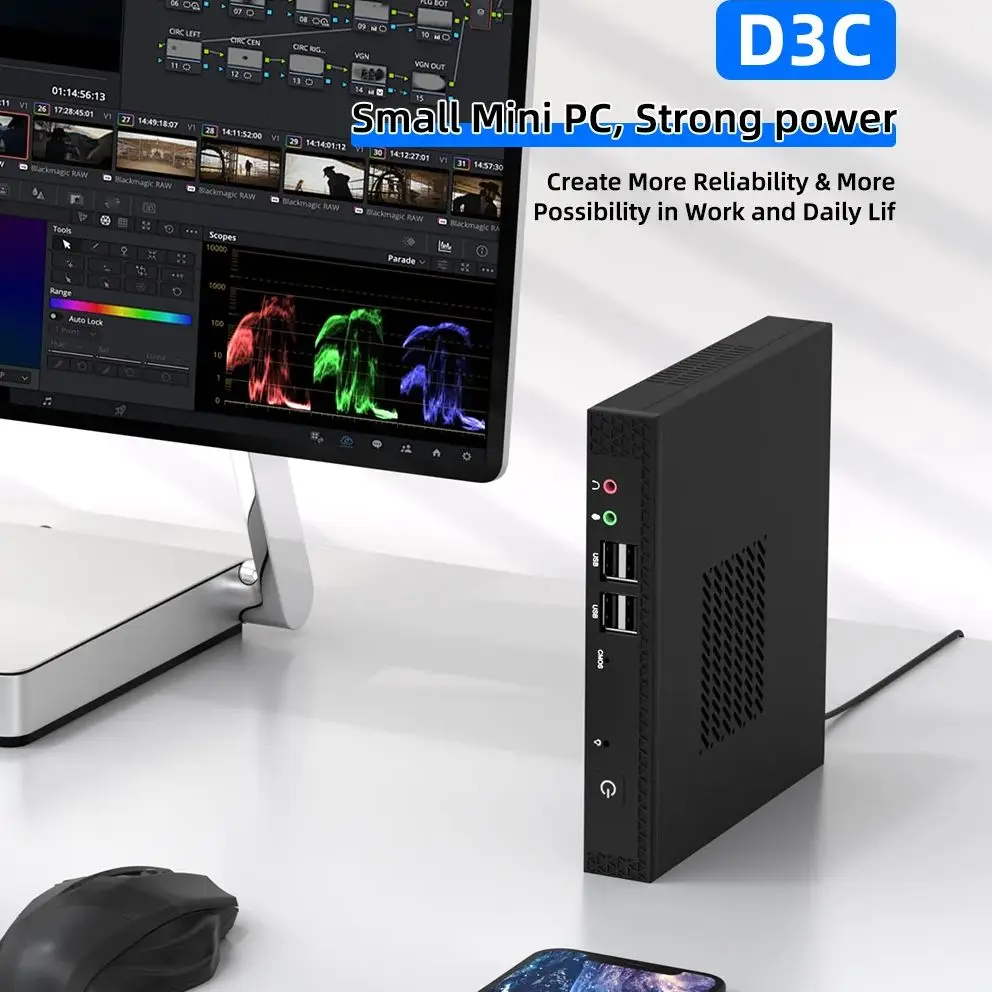 كمبيوتر TexHoo Mini، Win 10 Pro، 8GB DDR3L 256GB SSD، ثنائي النطاق WiFi+BT، Intel i3/i5/i7 ITX كمبيوتر محمول، 4K@60 هرتز مكتب كمبيوتر صغير #2